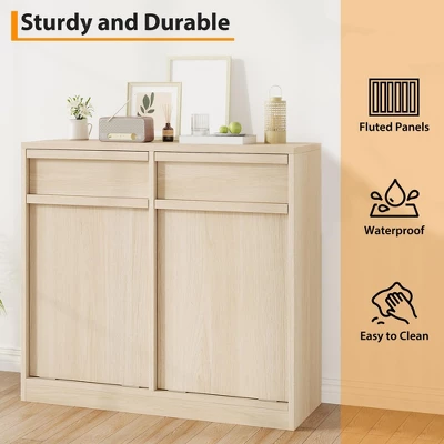 20 Gallon Double Tilt Out Trash Cabinet, Modern Hidden Freestanding Garbage Can & Laundry Hamper Pet Proof Cabinet 8 20 Gallon Double Tilt Out Trash Cabinet, Modern Hidden Freestanding Garbage Can & Laundry Hamper Pet Proof Cabinet - Image 6