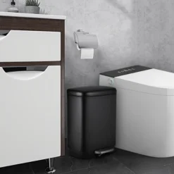 12 Liter 3.2 Gallon Stainless Steel Trash Can, Soft Close Lid, Child Proof Step On Pedal, Black For Kitchen & Home -House Beautiful GUEST 1e6eb250 a7d4 4723 8e7e 0ff7f84866de