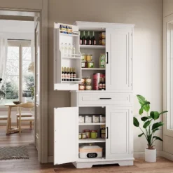 Jojoka Tall Cabinet With Drawer,6 Doors And Adjustable Shelves,Kitchen Pantry Storage Cabinet For Dining Room -House Beautiful GUEST 1e93dd67 868c 4d7d 8602 43565e327220