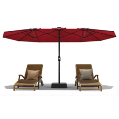 15 FT Double-Sided Rectangle Patio Market Umbrella With Base, Heavy Duty Waterproof And Windproof Umbrella, For Poolside, Lawn & Backyard 21 15 FT Double-Sided Rectangle Patio Market Umbrella With Base, Heavy Duty Waterproof And Windproof Umbrella, For Poolside, Lawn & Backyard -House Beautiful GUEST 1f420d27 fdc5 422c 9121 d90957df80d4