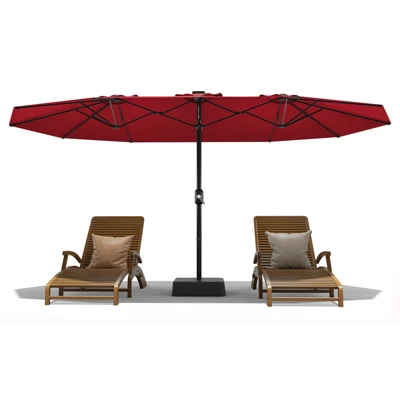 15 FT Double-Sided Rectangle Patio Market Umbrella With Base, Heavy Duty Waterproof And Windproof Umbrella, For Poolside, Lawn & Backyard 11 15 FT Double-Sided Rectangle Patio Market Umbrella With Base, Heavy Duty Waterproof And Windproof Umbrella, For Poolside, Lawn & Backyard - Image 9