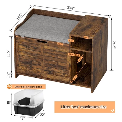 Modern Cat Litter Box Enclosure,Hidden Litter Box Cabinet With Washable Mat & Storage Shelf 7 Modern Cat Litter Box Enclosure,Hidden Litter Box Cabinet With Washable Mat & Storage Shelf - Image 5