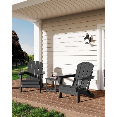 Folding Adirondack Chairs, HDPE Plastic Outdoor Chairs, All-Weather Resistant Patio Chair For Fire Pit, Deck, Pool, Backyard 8 Folding Adirondack Chairs, HDPE Plastic Outdoor Chairs, All-Weather Resistant Patio Chair For Fire Pit, Deck, Pool, Backyard - Image 6