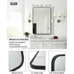 Jojoka Black Metal Framed Bathroom Mirror For Wall - 24X36 Inch Rounded Rectangle Matte Vanity Bathroom Mirror Farmhouse 12 Jojoka Black Metal Framed Bathroom Mirror For Wall - 24X36 Inch Rounded Rectangle Matte Vanity Bathroom Mirror Farmhouse -House Beautiful GUEST 20e26dae b0ed 4405 a073 ce004b91e9ff