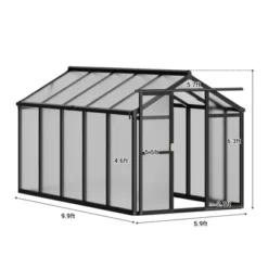 6x8 FT Greenhouse For Outdoors, Aluminum Greenhouse With Quick Setup Structure And Roof Vent, Polycarbonate Greenhouses Heavy Duty