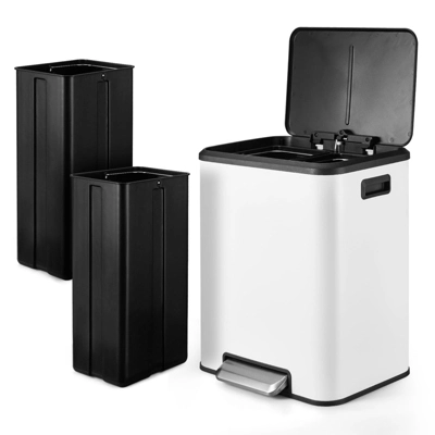 Hands-Free Step Trash Can, Dual Compartment 2 X 4 Gallon Stainless Steel Kitchen Recycling Bin 11 Hands-Free Step Trash Can, Dual Compartment 2 X 4 Gallon Stainless Steel Kitchen Recycling Bin - Image 9