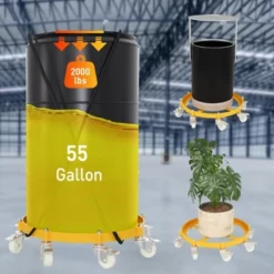 55 Gallon Drum Dolly, Heavy Duty 2000 LBS Barrel Dolly With Steel Frame, 8 Swivel Casters With Brake, Non-Tipping Hand Truck -House Beautiful GUEST 21c05bca f254 486f be26 5b786f62dd11