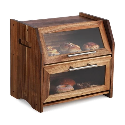 Countertop Bread Box Double Layer Wooden Corner Bread Storage Container 10 Countertop Bread Box Double Layer Wooden Corner Bread Storage Container - Image 8