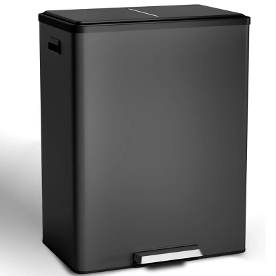 60 Liter 16 Gallon Step On Dual Compartment Trash Can, Soft Close Lid Stainless Steel, Hands Free, White For Kitchen & Home 10 60 Liter 16 Gallon Step On Dual Compartment Trash Can, Soft Close Lid Stainless Steel, Hands Free, White For Kitchen & Home - Image 8