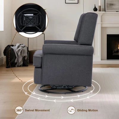 Recliner Swivel Chair, High-Density Sponge + Cotton And Linen Material, Small Swivel Rocker Recliner 7 Recliner Swivel Chair, High-Density Sponge + Cotton And Linen Material, Small Swivel Rocker Recliner - Image 5