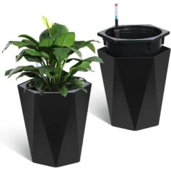 Tall Planters Set Of 2, Self Watering Plant Pots With Water Level Monitor, Outdoor Planters With Wheels, Indoor Flower Pots -House Beautiful GUEST 221c5bdd 18fe 468d bbfa ce9687a2161e