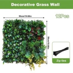 Artificial Grass Wall Panels 50x50cm, Boxwood Greenery Privacy Hedge For Indoor Outdoor Decor, UV Protected Panels Green