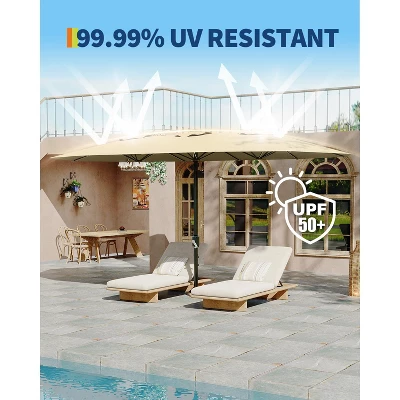 13 FT Patio Umbrella, Double-Sided Rectangle Patio Umbrella With Base, UV Protection, Waterproof And Windproof, For Poolside, Lawn & Backyard 8 13 FT Patio Umbrella, Double-Sided Rectangle Patio Umbrella With Base, UV Protection, Waterproof And Windproof, For Poolside, Lawn & Backyard - Image 6