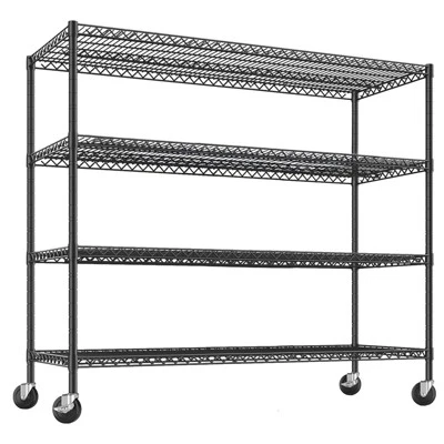 4 Tier Wire Rack Shelving Unit With Wheels, 2,200 Lb Capacity Height Adjustable Heavy Duty Metal Storage Shelves 4 4 Tier Wire Rack Shelving Unit With Wheels, 2,200 Lb Capacity Height Adjustable Heavy Duty Metal Storage Shelves - Image 2
