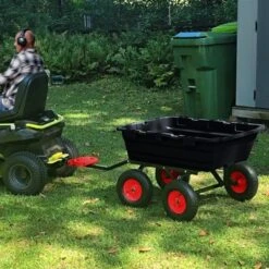 900 Lbs Garden Dump Cart With 10In Tires, Heavy Duty Poly Yard Cart With 180°Rotating Handle And Quick Release System, Utility ATV Trailer