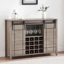 Wine Bar Cabinet,47" Farmhouse Coffee Bar Cabinet With Sliding Barn Door, Buffet Sideboard Cabinet With 16 Bottle Wine Rack 20 Wine Bar Cabinet,47" Farmhouse Coffee Bar Cabinet With Sliding Barn Door, Buffet Sideboard Cabinet With 16 Bottle Wine Rack -House Beautiful GUEST 23e53526 50e3 46f9 809b f3f5d7580ff4
