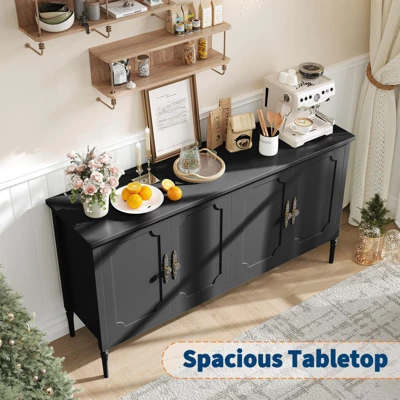 Large Sideboard Cabinet, 59" Modern Credenza Buffet Table Coffee Bar Wine Bar, Storage Cabinet With Adjustable Shelves 9 Large Sideboard Cabinet, 59" Modern Credenza Buffet Table Coffee Bar Wine Bar, Storage Cabinet With Adjustable Shelves - Image 7