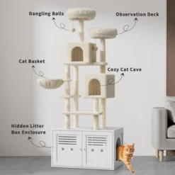 75.6-Inch Tall Cat Tree With Litter Box Enclosure, 2-in-1 Modern Large Cat Tree With Hidden Litter Box Furniture, Indoor Cats Tower With Double Condos -House Beautiful GUEST 2639e0e2 159b 4f0e 9b2e a845a2afc934 1
