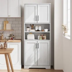 67" Tall Storage Cabinet, Pantry Cabinets With Glass Doors And Adjustable Shelves, Freestanding Kitchen Cupboard For Living Room, Dining Room -House Beautiful GUEST 26403f0a c590 463c b717 5337241320e2