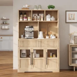 60'' Kitchen Pantry Cabinet, Tall Pantry Storage Cabinet, Farmhouse Kitchen Hutch With Storage Drawers -House Beautiful GUEST 26813a04 beae 449b 8b04 54fe7b8a14c0