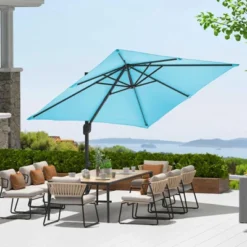 10Ft Offset Hanging Market Patio Umbrella, Outdoor Offset Cantilever Umbrella -House Beautiful GUEST 273954b2 1529 43e6 a377 545d91319944
