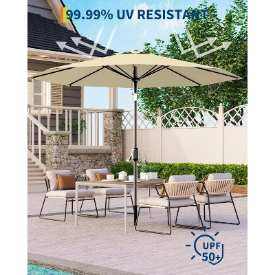 9FT Patio Umbrella Outdoor Market Table Umbrella With Tilt Crank 6 9FT Patio Umbrella Outdoor Market Table Umbrella With Tilt Crank - Image 4