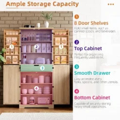 Jojoka 72''Kitchen Pantry Cabinet With Adjustable Shelves,Tall Storage Cabinet With 4 Doors And 1 Drawer For Kitchen,Light Oak -House Beautiful GUEST 283c4f51 0374 4e93 80cd aa4c33758d56