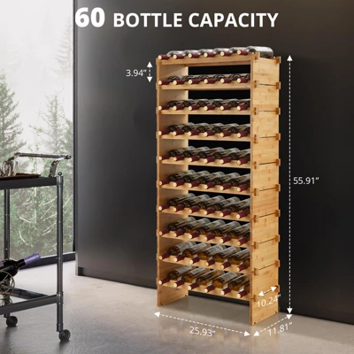 Modular Wine Rack, Bamboo Wood Wine Storage Rack, Floor Freestanding Wines Holder Display Shelf 5 Modular Wine Rack, Bamboo Wood Wine Storage Rack, Floor Freestanding Wines Holder Display Shelf - Image 3