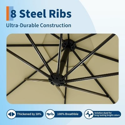10FT Patio Umbrella,Cantilever Umbrella With Easy Lift & Tilt Adjustment,8 Ribs Sun Umbrella For Backyard 5 10FT Patio Umbrella,Cantilever Umbrella With Easy Lift & Tilt Adjustment,8 Ribs Sun Umbrella For Backyard - Image 3