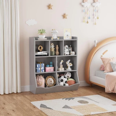 Toy Storage Cabinet, Three-Tier Kids Bookshelf And Bookcase For Storage Books And Toys, Multi Shelf With Cubby Cabinet 5 Toy Storage Cabinet, Three-Tier Kids Bookshelf And Bookcase For Storage Books And Toys, Multi Shelf With Cubby Cabinet - Image 3