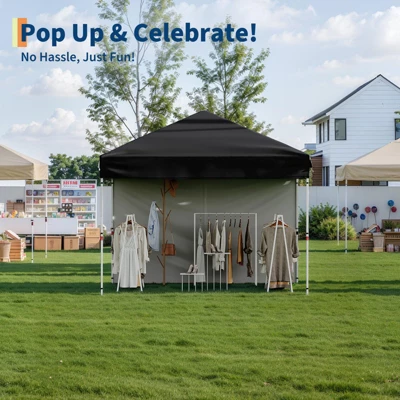 10x10FT Instant Pop-Up Canopy Tent With 4 Removable Side Walls – Commercial-Grade Outdoor Shelter System For Events, Black 6 10x10FT Instant Pop-Up Canopy Tent With 4 Removable Side Walls – Commercial-Grade Outdoor Shelter System For Events, Black - Image 4