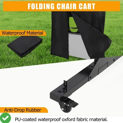 Folding Chair Rack 84 Chair Capacity Black Modern Style Heavy Duty Metal Adjustable Height Locking Wheels Cover Included 5 Folding Chair Rack 84 Chair Capacity Black Modern Style Heavy Duty Metal Adjustable Height Locking Wheels Cover Included - Image 3