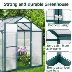 6 X 8FT Polycarbonate Walk-In Greenhouse With Lockable Doors Adjustable Vent Window Heavy Duty Aluminum Frame Outdoor Garden 16 6 X 8FT Polycarbonate Walk-In Greenhouse With Lockable Doors Adjustable Vent Window Heavy Duty Aluminum Frame Outdoor Garden -House Beautiful GUEST 296e32f5 5147 4823 99e3 c0396c6c8648