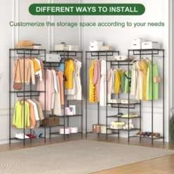 Heavy Duty Clothes Rack With 4 Rails, 8 Hooks & Adjustable Shelves, Freestanding Wardrobe Closet Organizer For Bedroom, Black 11 Heavy Duty Clothes Rack With 4 Rails, 8 Hooks & Adjustable Shelves, Freestanding Wardrobe Closet Organizer For Bedroom, Black -House Beautiful GUEST 2994b1f4 93fe 42ba b3cc 38a088a66b2f