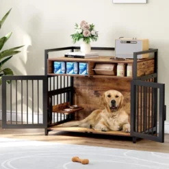Indoor Dog Crate Furniture With Storage Shelf & Anti-Chew Design - Kennel For Small To Large Dogs 14 Indoor Dog Crate Furniture With Storage Shelf & Anti-Chew Design - Kennel For Small To Large Dogs -House Beautiful GUEST 29f68ae6 1c27 4003 9d5d 29f9cef77271