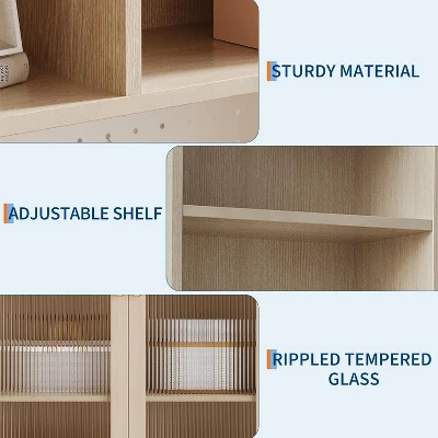 71" Kitchen Pantry Cabinet, Wooden Tall Sideboard Buffet Cabinet With Microwave Stand 7 71" Kitchen Pantry Cabinet, Wooden Tall Sideboard Buffet Cabinet With Microwave Stand - Image 5