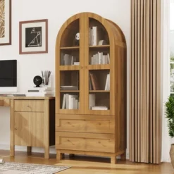 71" Tall Arched Cabinet, Kitchen Pantry Cabinet With Drawer, Glass Door And Adjustable Shelves, Modern Kitchen Storage Cabinet Cupboard 15 71" Tall Arched Cabinet, Kitchen Pantry Cabinet With Drawer, Glass Door And Adjustable Shelves, Modern Kitchen Storage Cabinet Cupboard -House Beautiful GUEST 2b914c28 f6ad 48f6 bcb0 aceb139da002 1