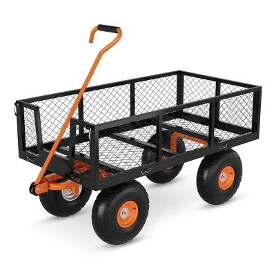 Heavy Duty Steel Garden Wagon Cart Capacity With Removable Sides Tires For Yard Lawn Farm Warehouse 10 Heavy Duty Steel Garden Wagon Cart Capacity With Removable Sides Tires For Yard Lawn Farm Warehouse - Image 8