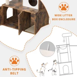 Cat Tree With Litter Box Enclosure, Wooden Cat Condo With Platform, Hammock, Pompoms, Scratching Posts, All-in-One Cat Furniture 17 Cat Tree With Litter Box Enclosure, Wooden Cat Condo With Platform, Hammock, Pompoms, Scratching Posts, All-in-One Cat Furniture -House Beautiful GUEST 2bab1a16 d17d 42e8 a4ca af08ea9a2050