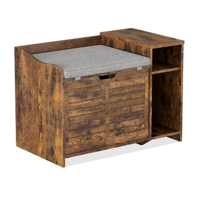 Cat Litter Box Enclosure With Top Opening & Cushion, Wooden Cat Washroom Furniture With Storage – 23" L X 19" W X 16" H, Grey 10 Cat Litter Box Enclosure With Top Opening & Cushion, Wooden Cat Washroom Furniture With Storage – 23" L X 19" W X 16" H, Grey - Image 8