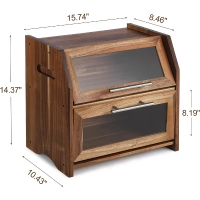 Countertop Bread Box Double Layer Wooden Corner Bread Storage Container 3 Countertop Bread Box Double Layer Wooden Corner Bread Storage Container