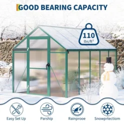 6x10 FT Aluminum Greenhouse With Roof Vent Ground Nails Lockable Push Door Large Walk-in Green House For Outside Garden Backyard Patio Lawn -House Beautiful GUEST 2d32df68 54ff 46fc 8730 4350e82213e6