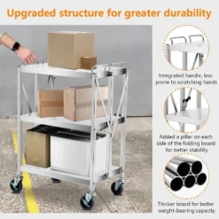 Foldable Utility Cart With Wheels, 300LB Large Capacity Collapsible Service Cart, XL 3-Tier Rolling Tool Carts For For Home, Garage -House Beautiful GUEST 2f0b135c 41e8 4238 bff2 156c569d98a3