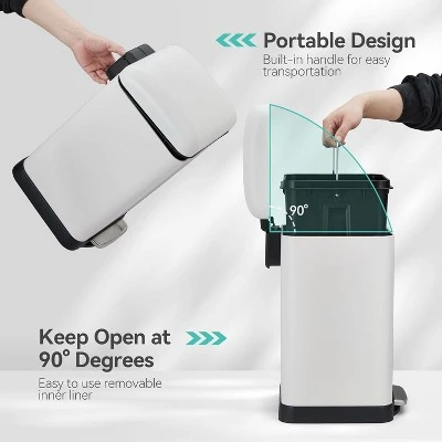 12L Trash Can | Kitchen Waste Bin With Odor Protection Of Lid | Hands Free With Step On Foot Pedal 7 12L Trash Can | Kitchen Waste Bin With Odor Protection Of Lid | Hands Free With Step On Foot Pedal - Image 5
