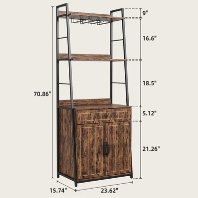 Bakers Rack With Drawer 70.8" Baker Rack With Cabinet Freestanding Tall Bar Cabinet With Storage Large Microwave Storage Stand 3 Bakers Rack With Drawer 70.8" Baker Rack With Cabinet Freestanding Tall Bar Cabinet With Storage Large Microwave Storage Stand