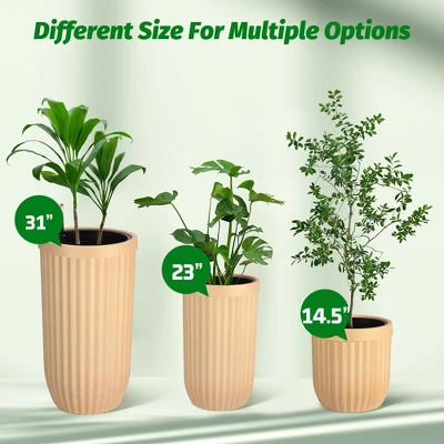 14.5/23/31 Inch Tall Planter, Square Planter Set Of 2, Large Indoor/Outdoor Flower Pots With Drainage Holes, Water Level Monitor & Wheels For Patio 6 14.5/23/31 Inch Tall Planter, Square Planter Set Of 2, Large Indoor/Outdoor Flower Pots With Drainage Holes, Water Level Monitor & Wheels For Patio - Image 4