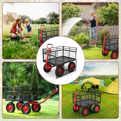 Heavy Duty Metal Garden Cart – 880 Lbs Capacity Utility Wagon With Removable Sides & 10" All-Terrain Wheels, Yard Wagon 8 Heavy Duty Metal Garden Cart – 880 Lbs Capacity Utility Wagon With Removable Sides & 10" All-Terrain Wheels, Yard Wagon - Image 6