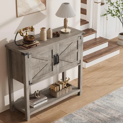 Farmhouse Entryway Table With 2-Door, Console Table With Storage Shelf, Sofa Tables Buffet Sideboard 7 Farmhouse Entryway Table With 2-Door, Console Table With Storage Shelf, Sofa Tables Buffet Sideboard - Image 5
