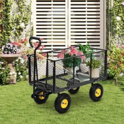 1100 Lbs Steel Garden Cart, Heavy Duty Metal Garden Wagon With 10" Wheels, All-Terrain Wagon With 180° Rotating Handle & Removable Sides 22 1100 Lbs Steel Garden Cart, Heavy Duty Metal Garden Wagon With 10" Wheels, All-Terrain Wagon With 180° Rotating Handle & Removable Sides -House Beautiful GUEST 32080fd0 dda3 4b9f bbf0 bc580a60ff37