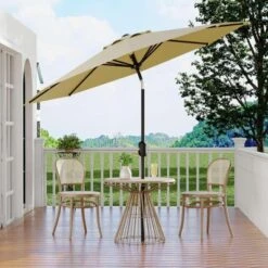 9Ft UV Resistant Patio Umbrella, 8 Sturdy Ribs Outdoor Table Umbrella With Easy Push Button Tilt, Market Umbrella For Pool, Yard & Garden 20 9Ft UV Resistant Patio Umbrella, 8 Sturdy Ribs Outdoor Table Umbrella With Easy Push Button Tilt, Market Umbrella For Pool, Yard & Garden -House Beautiful GUEST 329a1172 114d 438e a722 b7dca3ede0e1